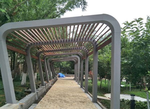 胶南木塑廊架景观亭